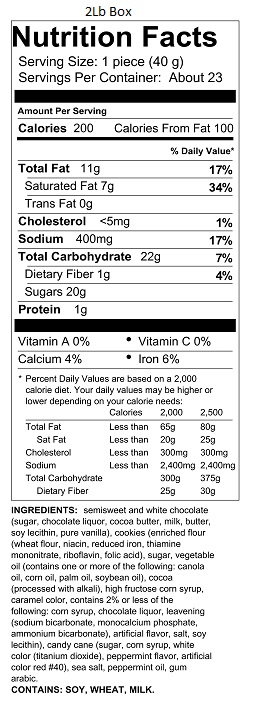2lb Peppermint Cookie Bark Box 2lb Peppermint Cookie Bark Nutrition Information